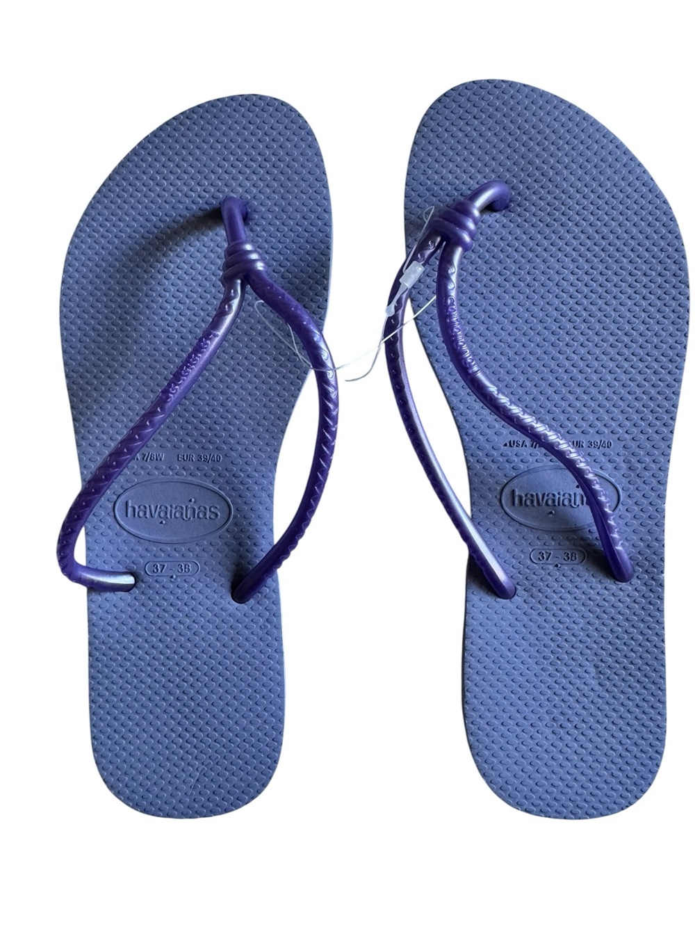 Havaianas Purple Rubber Flip Flops with Purple Braided Straps